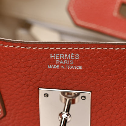 Hermes Taurillon Clemence Eclat Birkin 30 Sanguine White 6 of 11