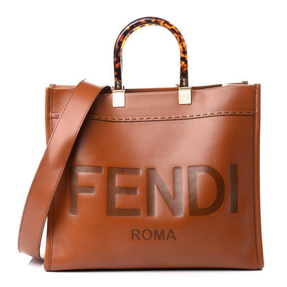 Fendi Vitello King Plexiglass Medium Fendi Sunshine Shopper Tote Cuoio 2 of 10