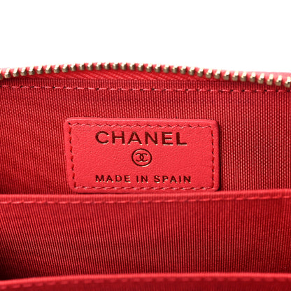 Chanel Sheepskin Chevron Quilted Mademoiselle Vintage Zip Coin Purse Pink 6 of 10