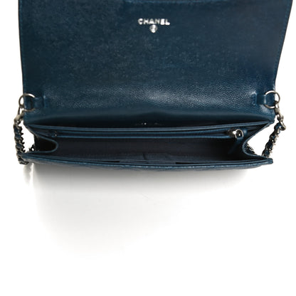 Chanel Caviar Quilted Wallet on Removable Chain Navy 4 of 10