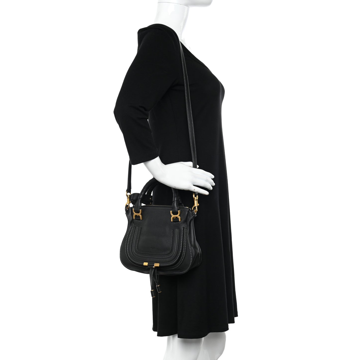 Calfskin Mini Marcie Satchel Black