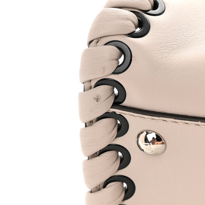 Fendi Vitello Seta Lace Up Medium Peekaboo Iconic Satchel Grigio Polvere 13 of 14