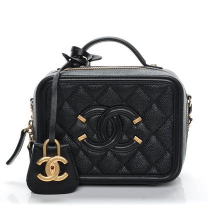 Chanel Caviar Quilted Small CC Filigree Vanity Case Black 1 of 7