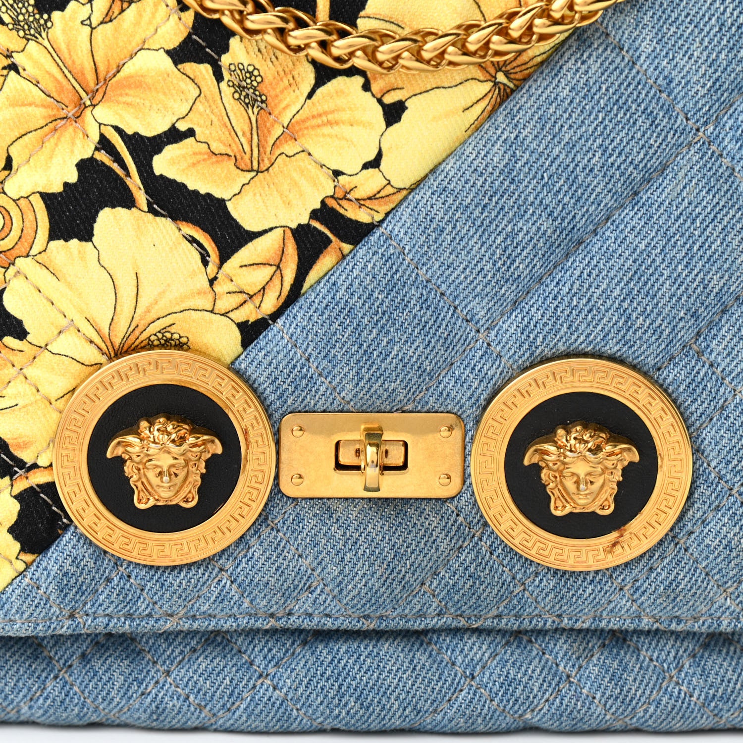 Versace Denim Barocco Printed Icon Small Crossbody Bag Blue 9 of 9