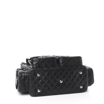 Chanel Calfskin Quilted Large Cambon Multipocket Reporter Black White 4 of 10