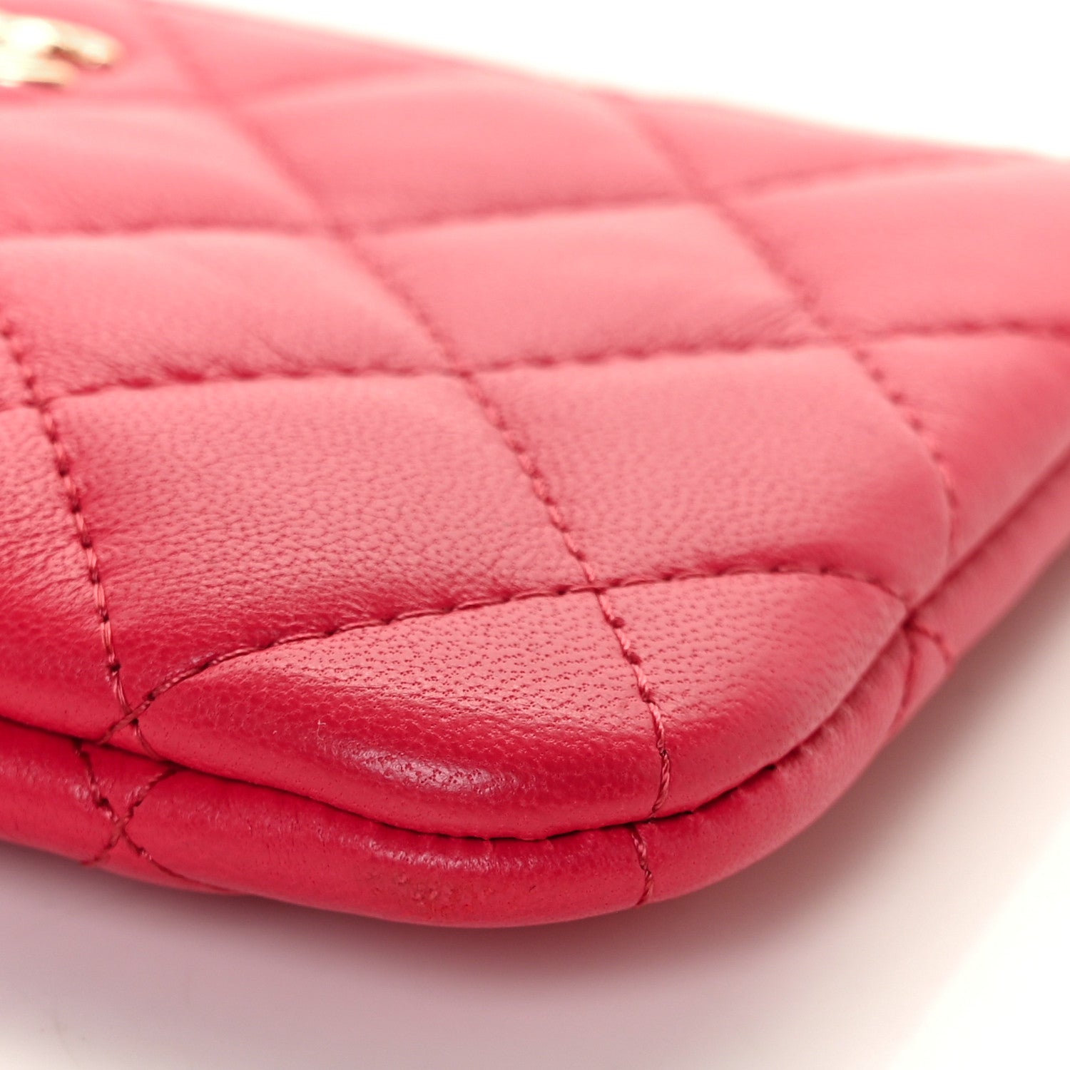 Chanel Lambskin Quilted Small Cosmetic Case Dark Pink 9 of 11