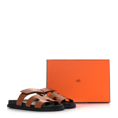 Hermes Calfskin Womens Chypre Sandals 39 Gold 8 of 8