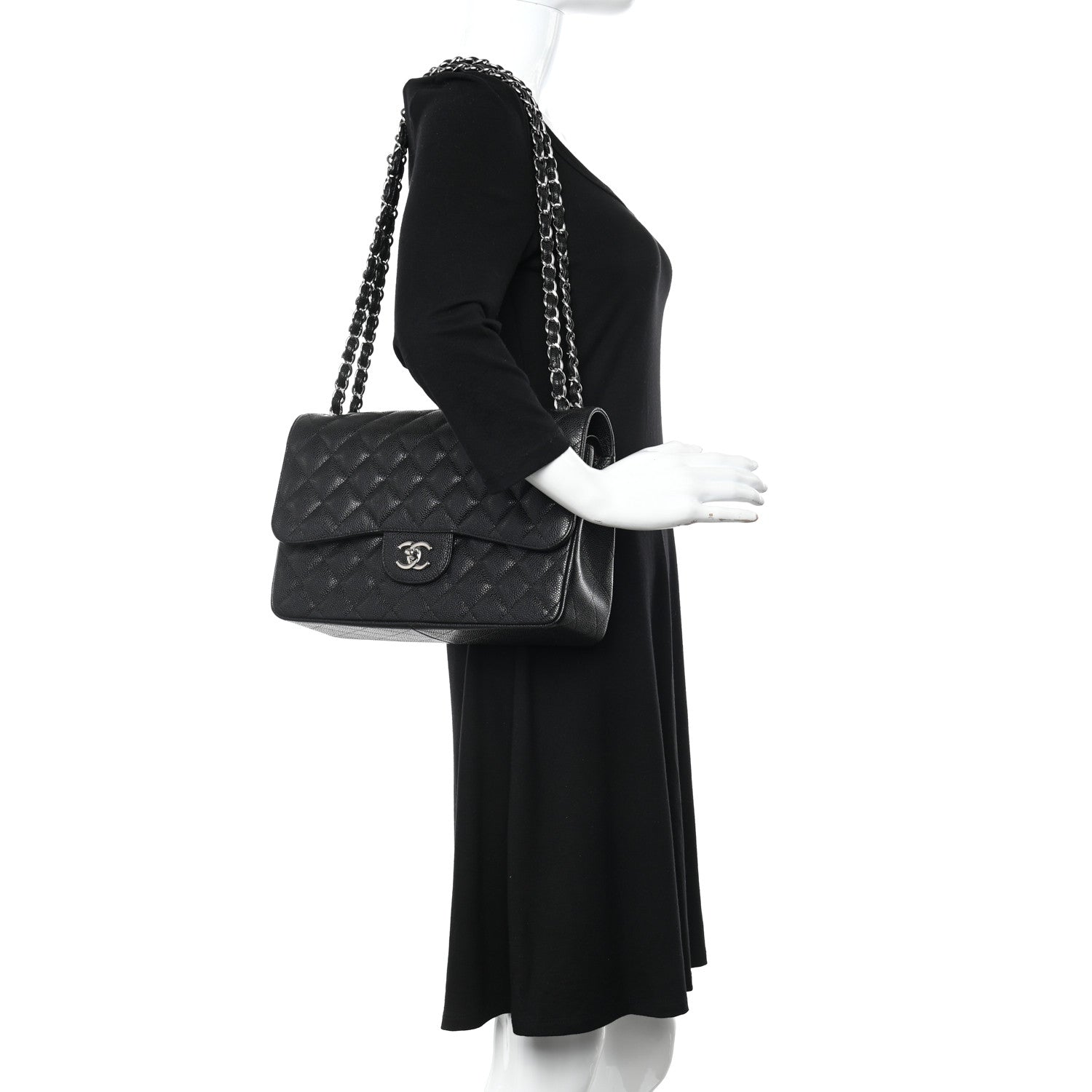 Chanel Caviar Quilted Jumbo Double Flap Black 2 of 11