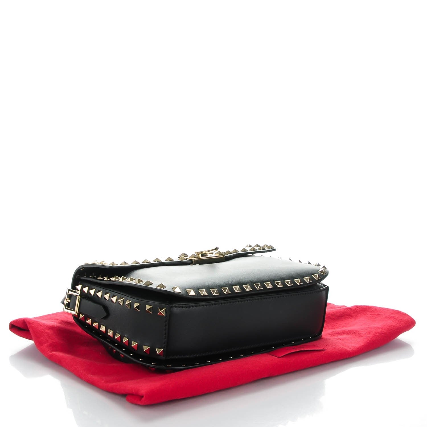 Valentino Garavani Vitello Medium Rockstud Flap Saddle Bag Black 4 of 7