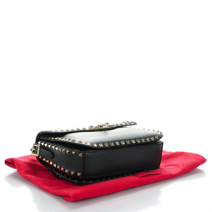 Valentino Garavani Vitello Medium Rockstud Flap Saddle Bag Black 4 of 7