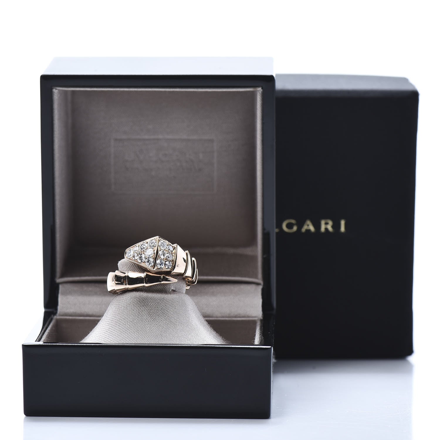 Bulgari 18K Rose Gold Diamond Serpenti Viper Ring S 7 of 7