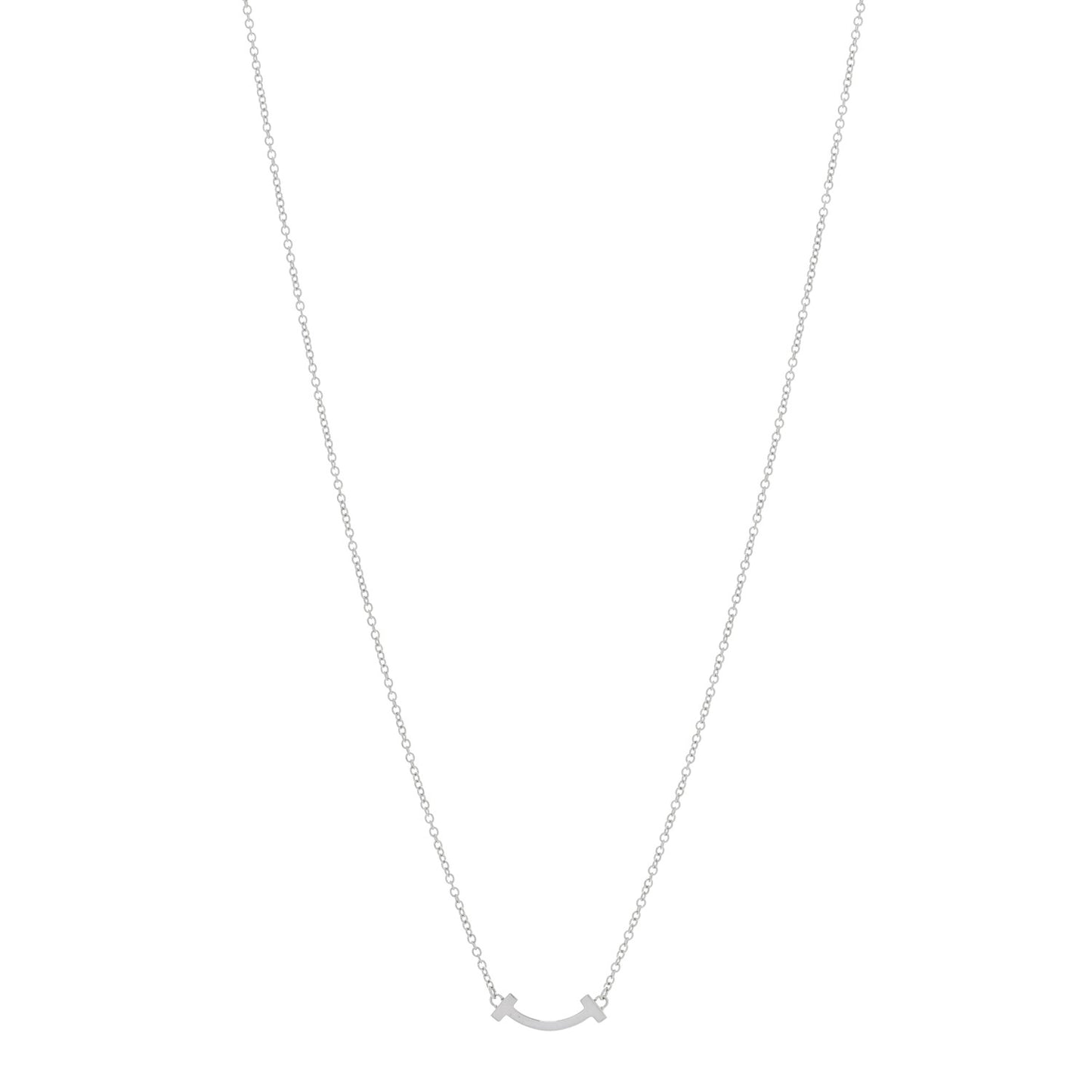 18K White Gold Mini T Smile Pendant Necklace