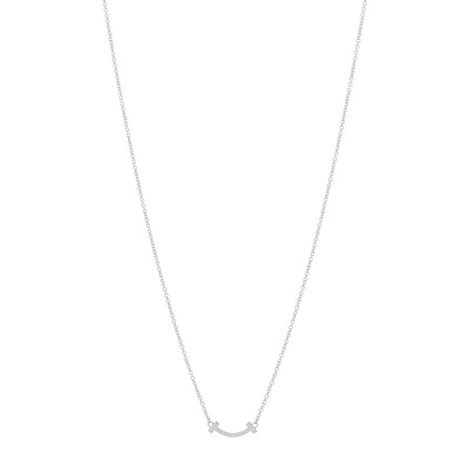Tiffany 18K White Gold Mini T Smile Pendant Necklace 1 of 4