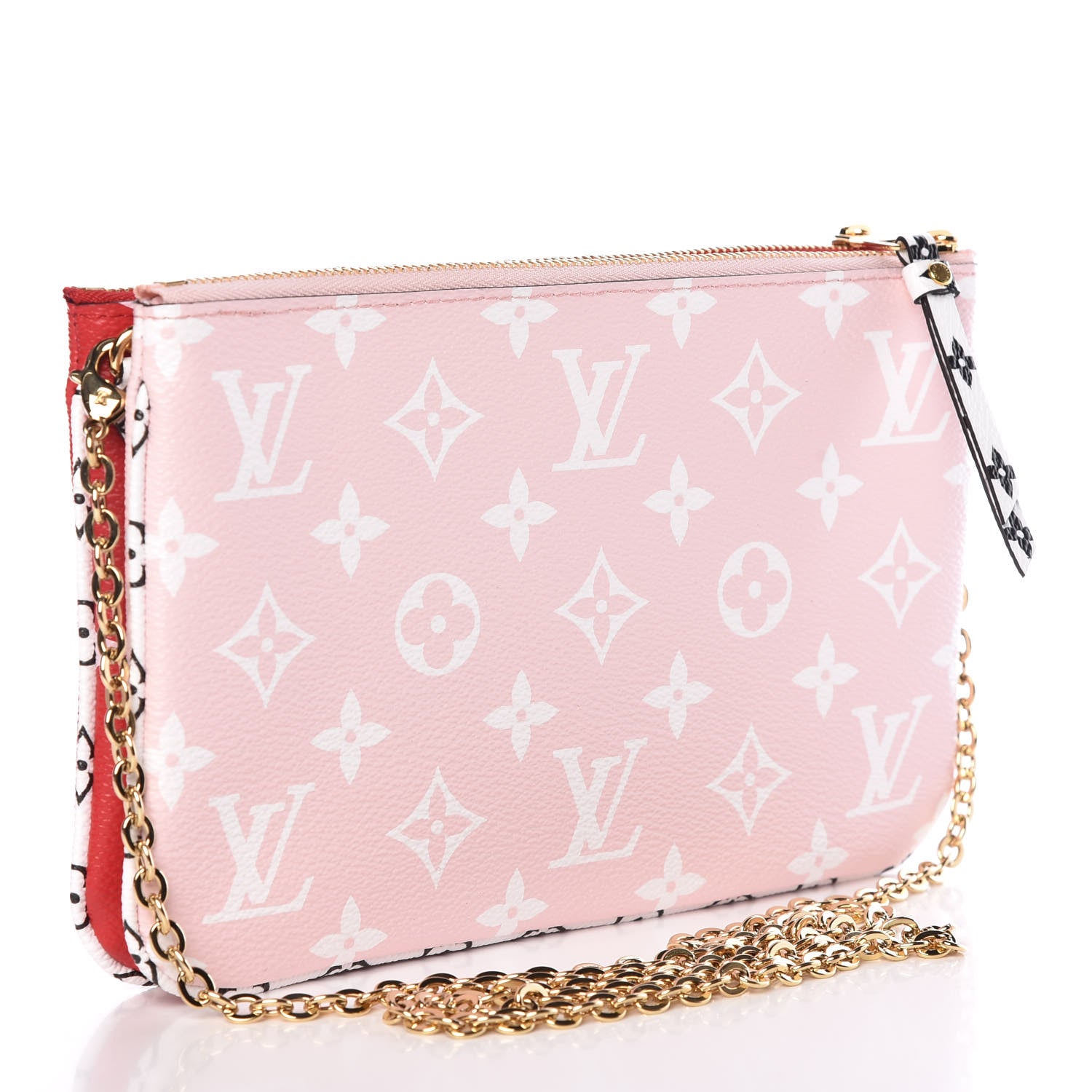 Louis Vuitton Monogram Giant Double Zip Pochette Rouge 4 of 11