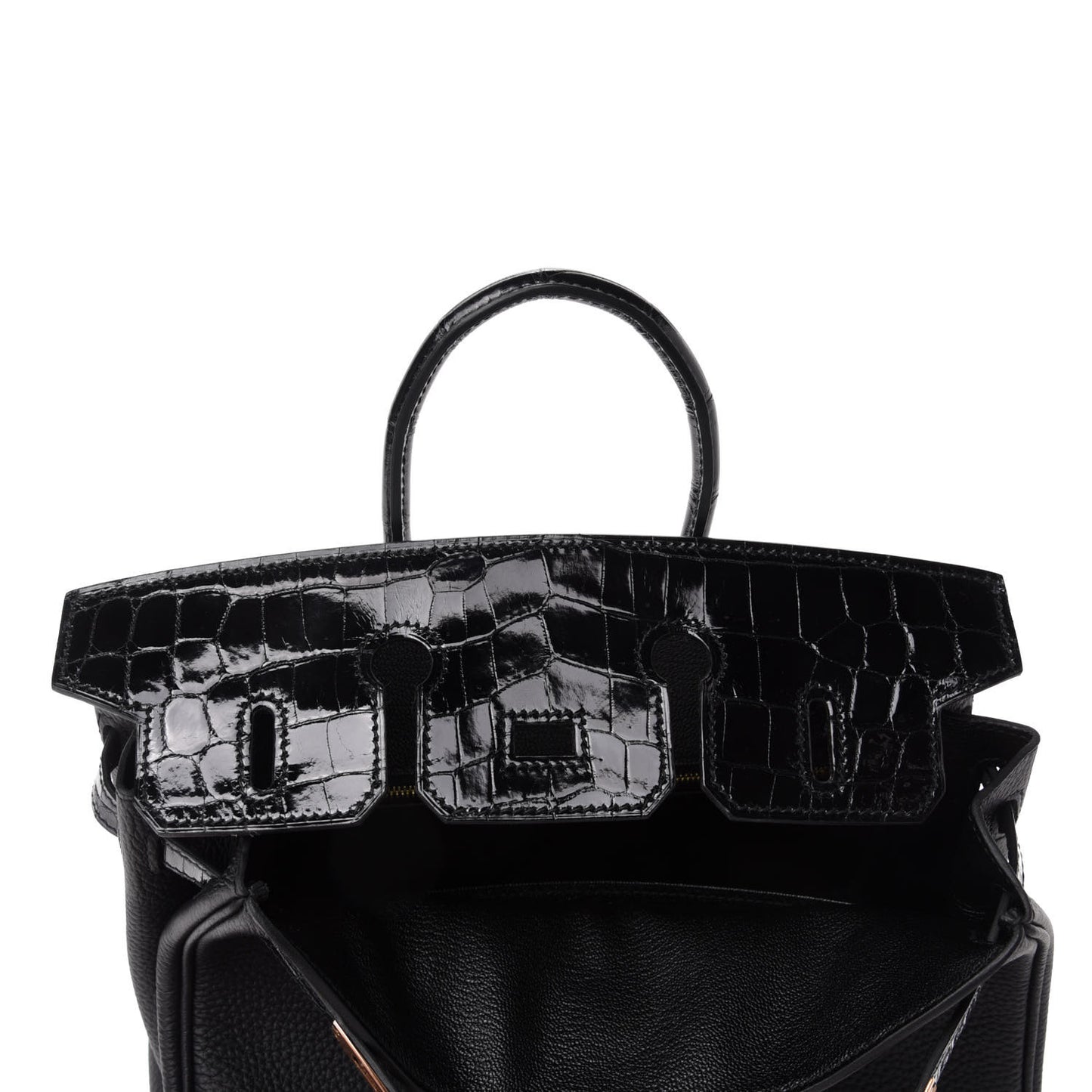 Togo Shiny Niloticus Crocodile Birkin Touch 25 Black