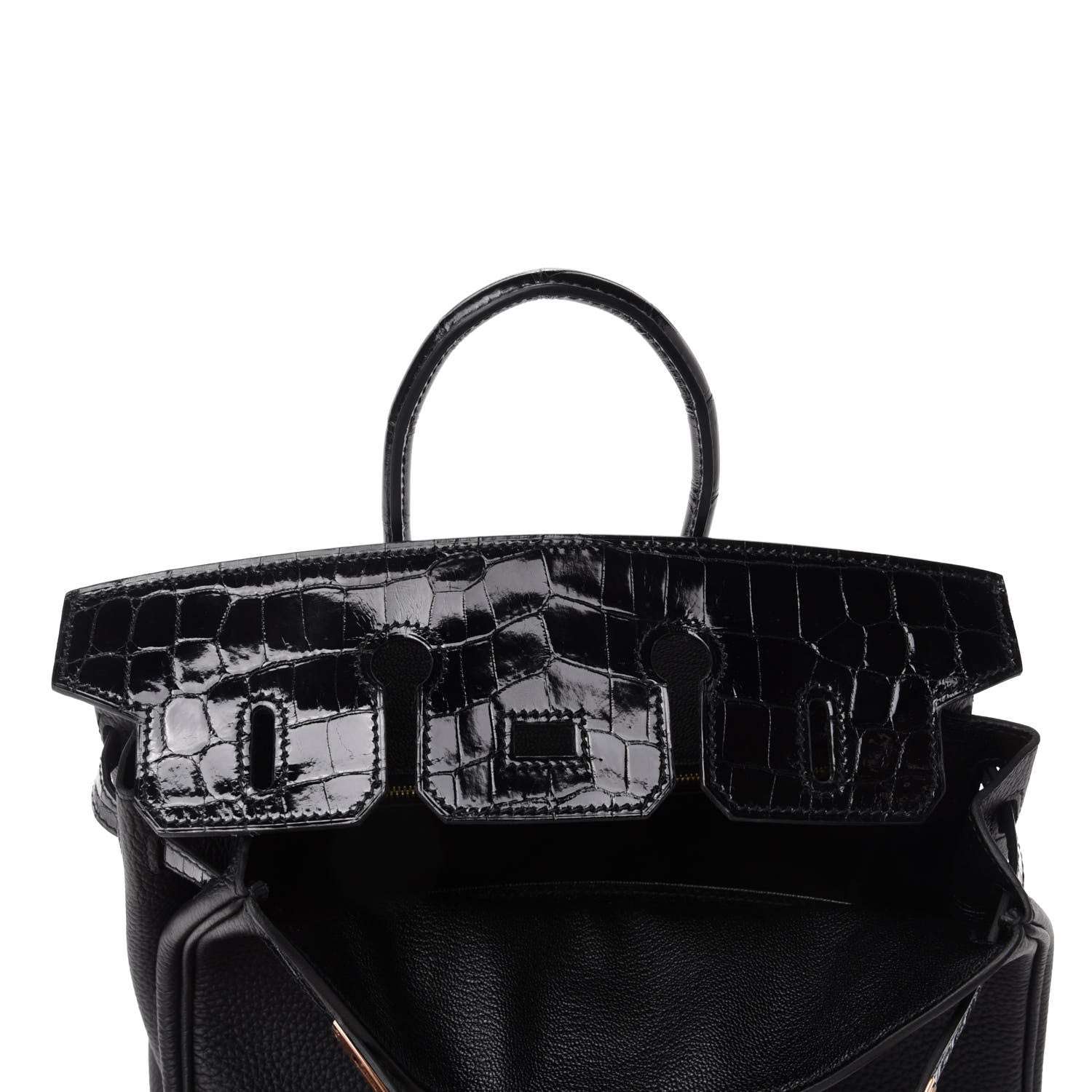 Hermes Togo Shiny Niloticus Crocodile Birkin Touch 25 Black 18 of 36