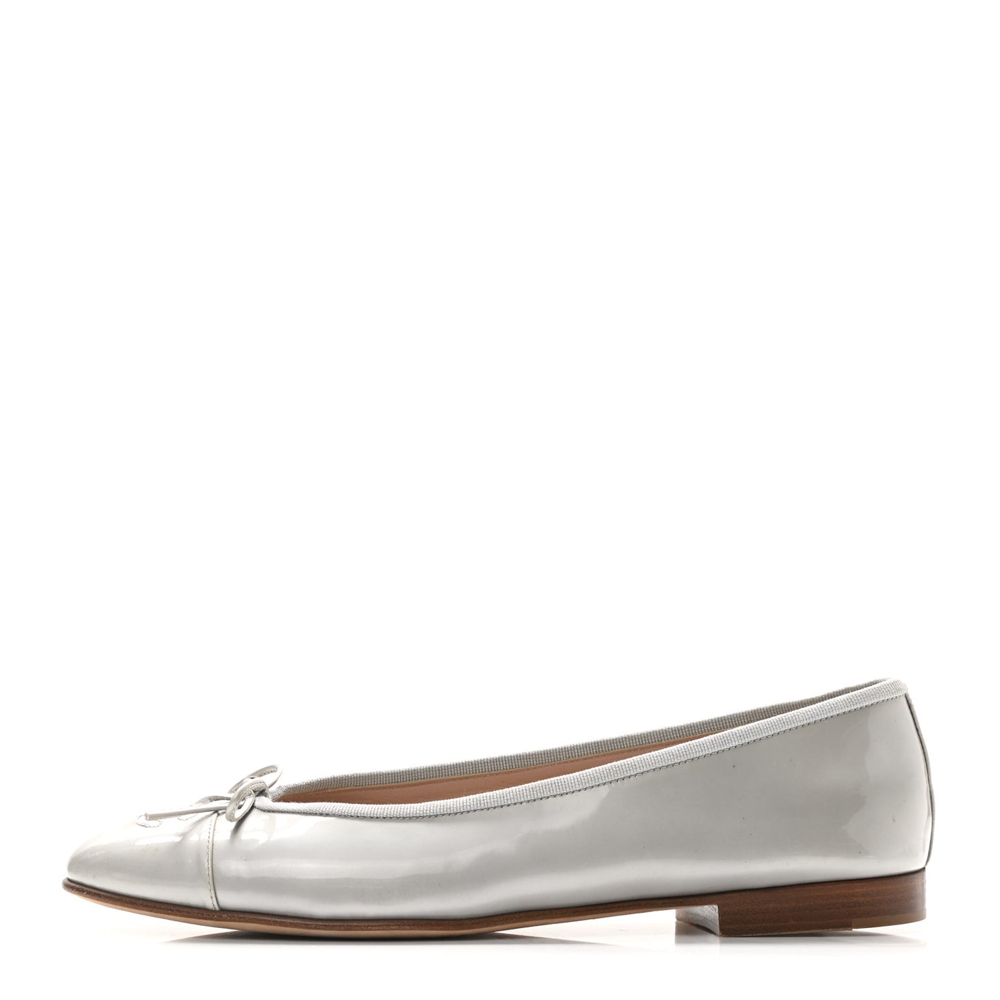 Calfskin Patent Cap Toe CC Ballerina Flats 40 Grey