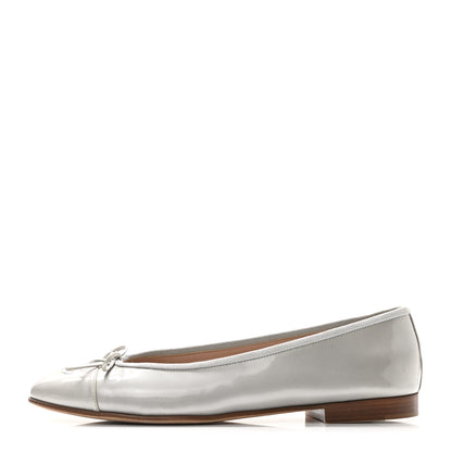 Chanel Calfskin Patent Cap Toe CC Ballerina Flats 40 Grey 1 of 9