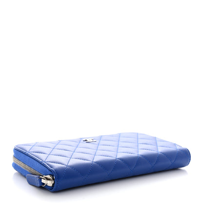 Chanel Lambskin Quilted Large Gusset Zip Around Wallet Blue 4 of 10