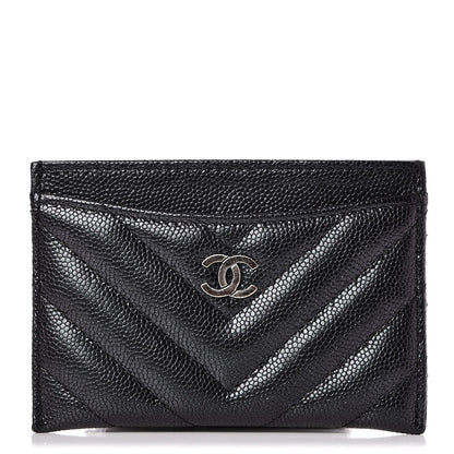 Chanel Iridescent Caviar Chevron Quilted Card Holder Black 1 of 9