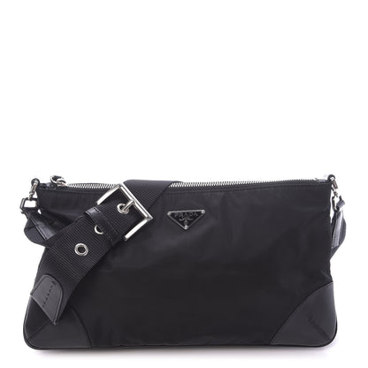 Prada Tessuto Light Nylon Soft Calf Shoulder Bag Black 1 of 9