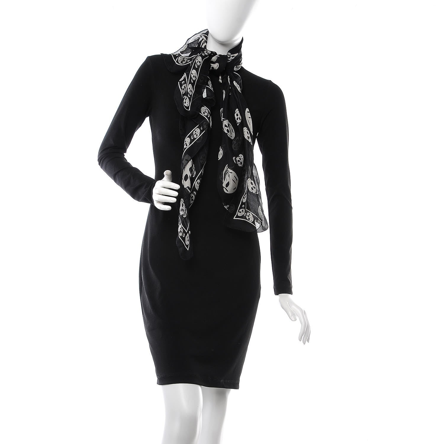 Alexander McQueen Silk Chiffon Skull Scarf Black Ivory 2 of 4