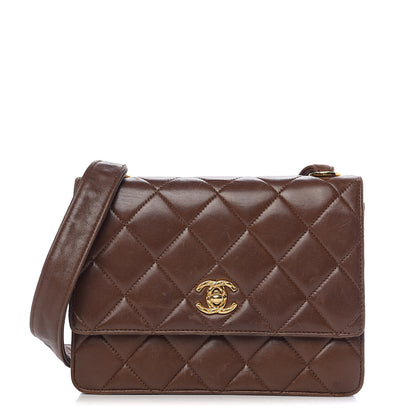 Chanel Lambskin Quilted Flap Shoulder Bag Brown 1 of 10
