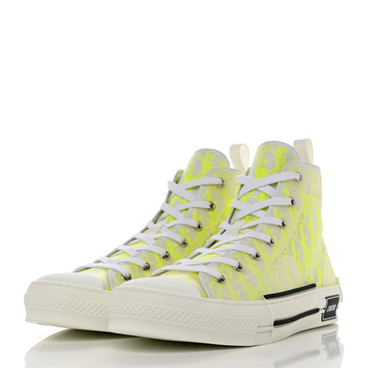 Christian Dior Technical Canvas Oblique Mens B23 High Top Sneakers 44 Yellow 3 of 9