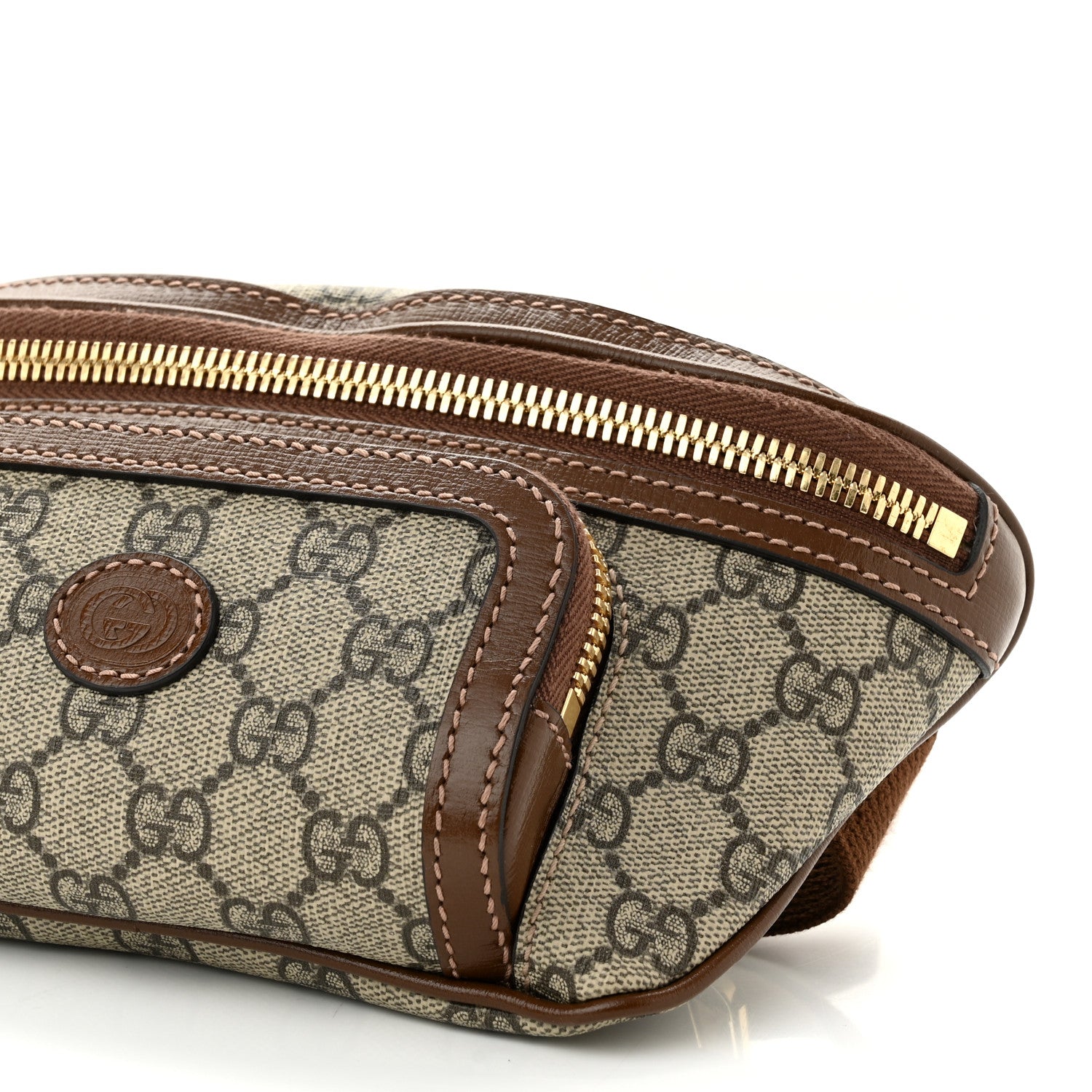 Gucci GG Supreme Monogram Textured Calfskin Retro Interlocking G Belt Bag Beige Ebony Brown Sugar 9 of 9