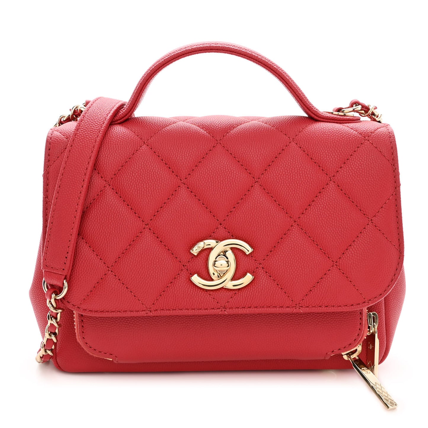 Caviar Quilted Small Business Affinity Flap Red