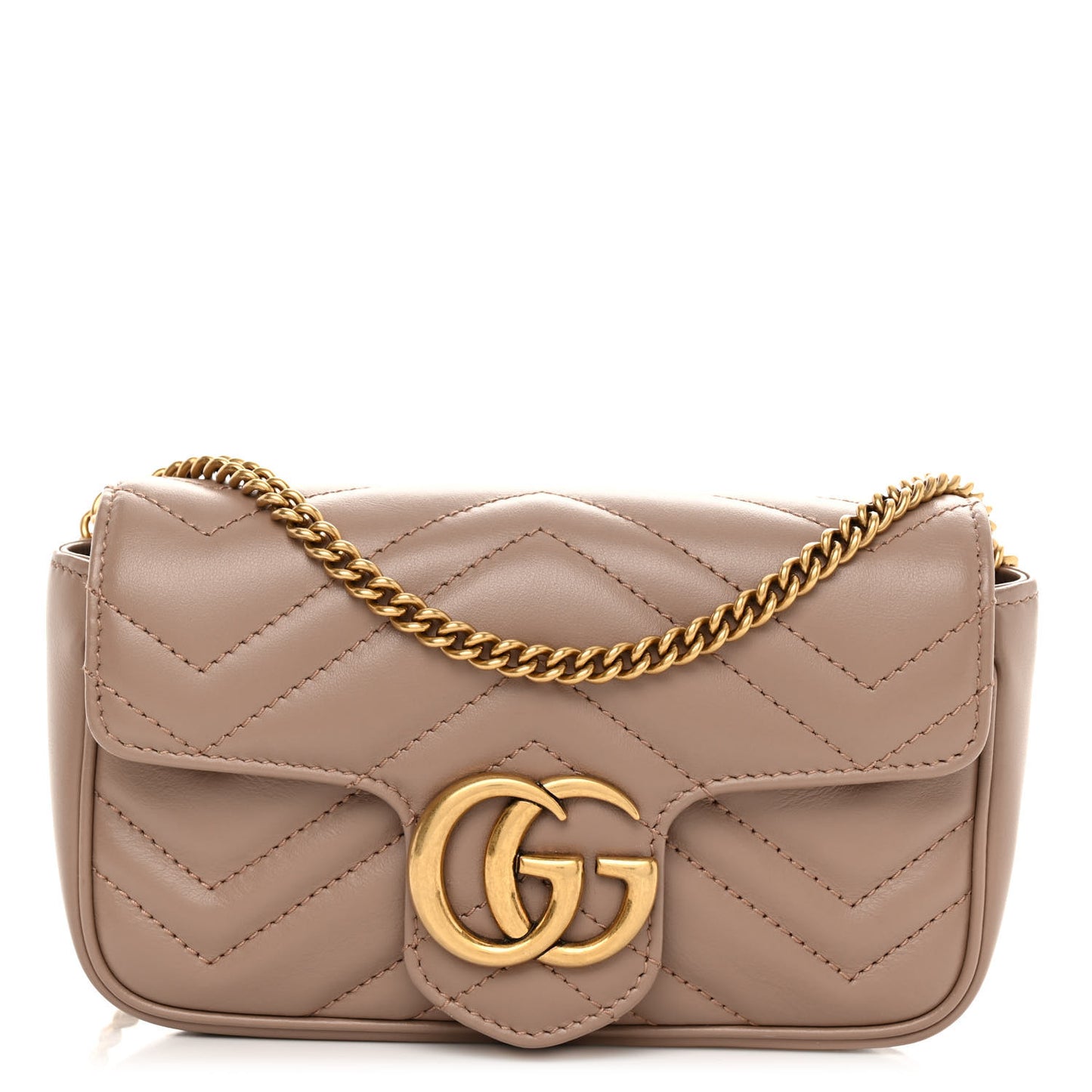 Calfskin Matelasse Super Mini GG Marmont Shoulder Bag Porcelain Rose