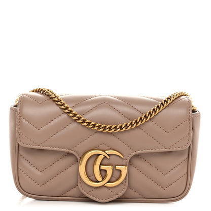 Gucci Calfskin Matelasse Super Mini GG Marmont Shoulder Bag Porcelain Rose 1 of 10