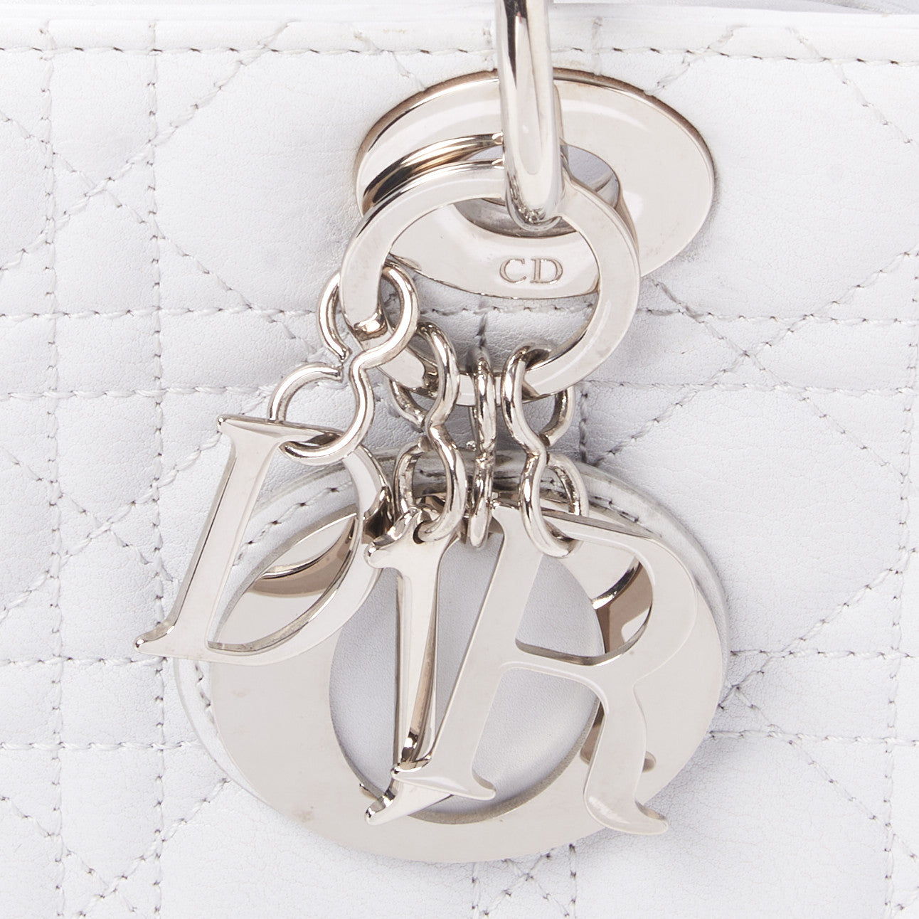 Lambskin Cannage Medium Lady Dior White