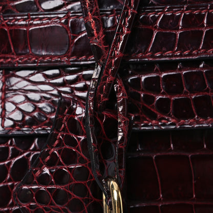 Hermes Shiny Porosus Crocodile Kelly Sellier 32 Rouge H 14 of 16