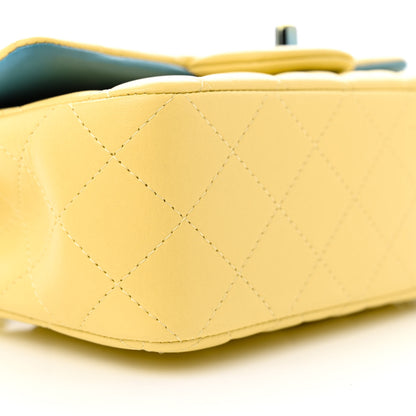 Chanel Lambskin Quilted Mini Rectangular Flap Yellow Blue 9 of 10
