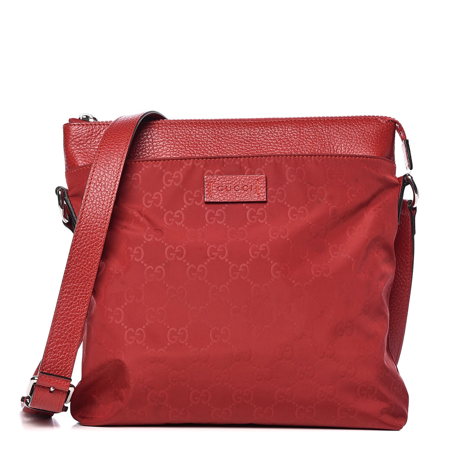 Nylon Monogram Dollar Calfskin Flat Messenger Bag Vibrant Red