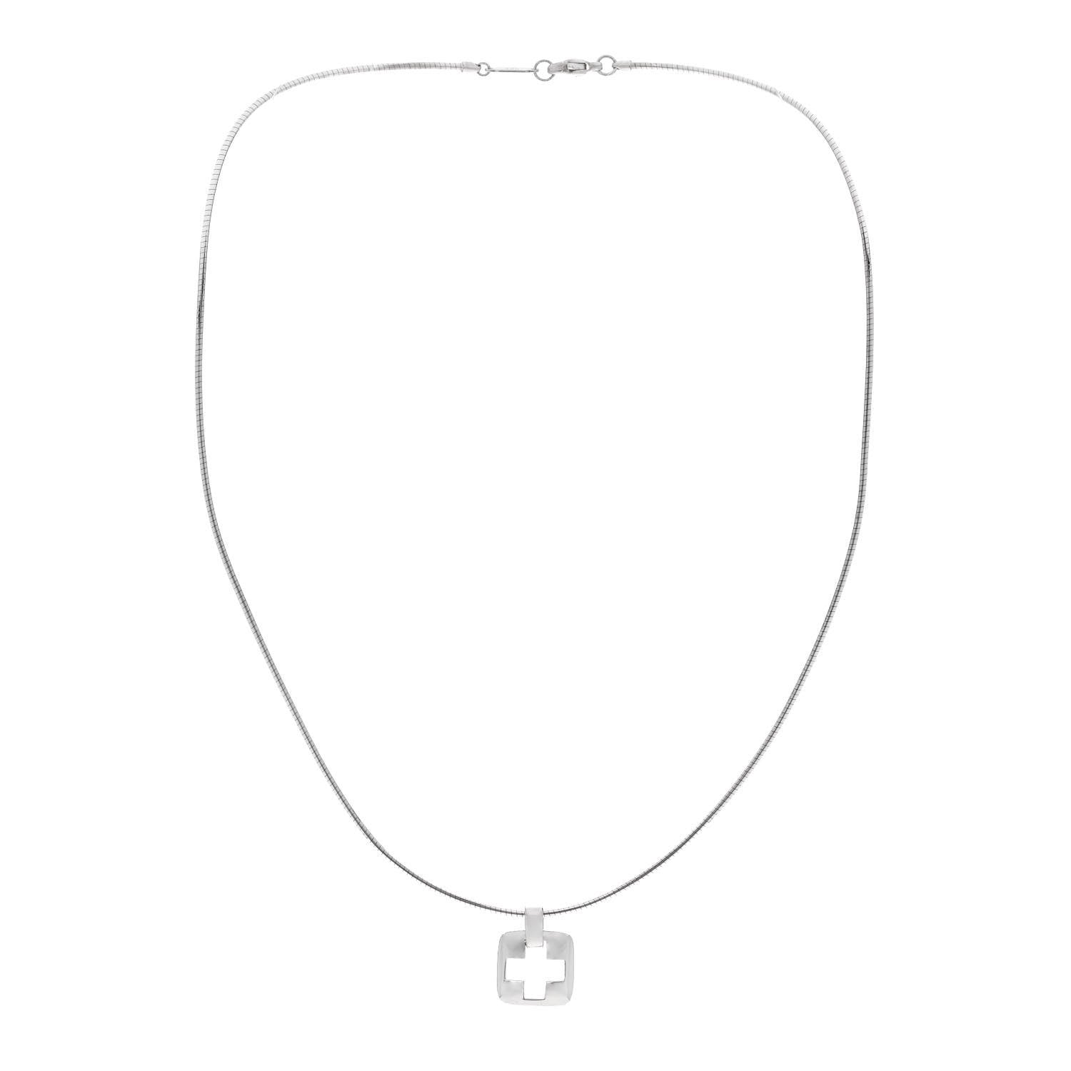 Tiffany Sterling Silver Cross Cutout Pendant Necklace 3 of 5
