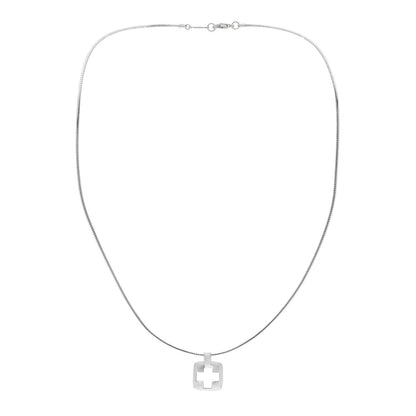 Tiffany Sterling Silver Cross Cutout Pendant Necklace 3 of 5