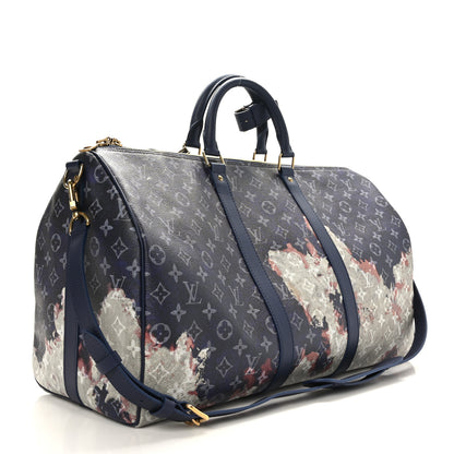 Louis Vuitton Monogram Bleach Keepall Bandouliere 50 Ink Blue 2 of 9