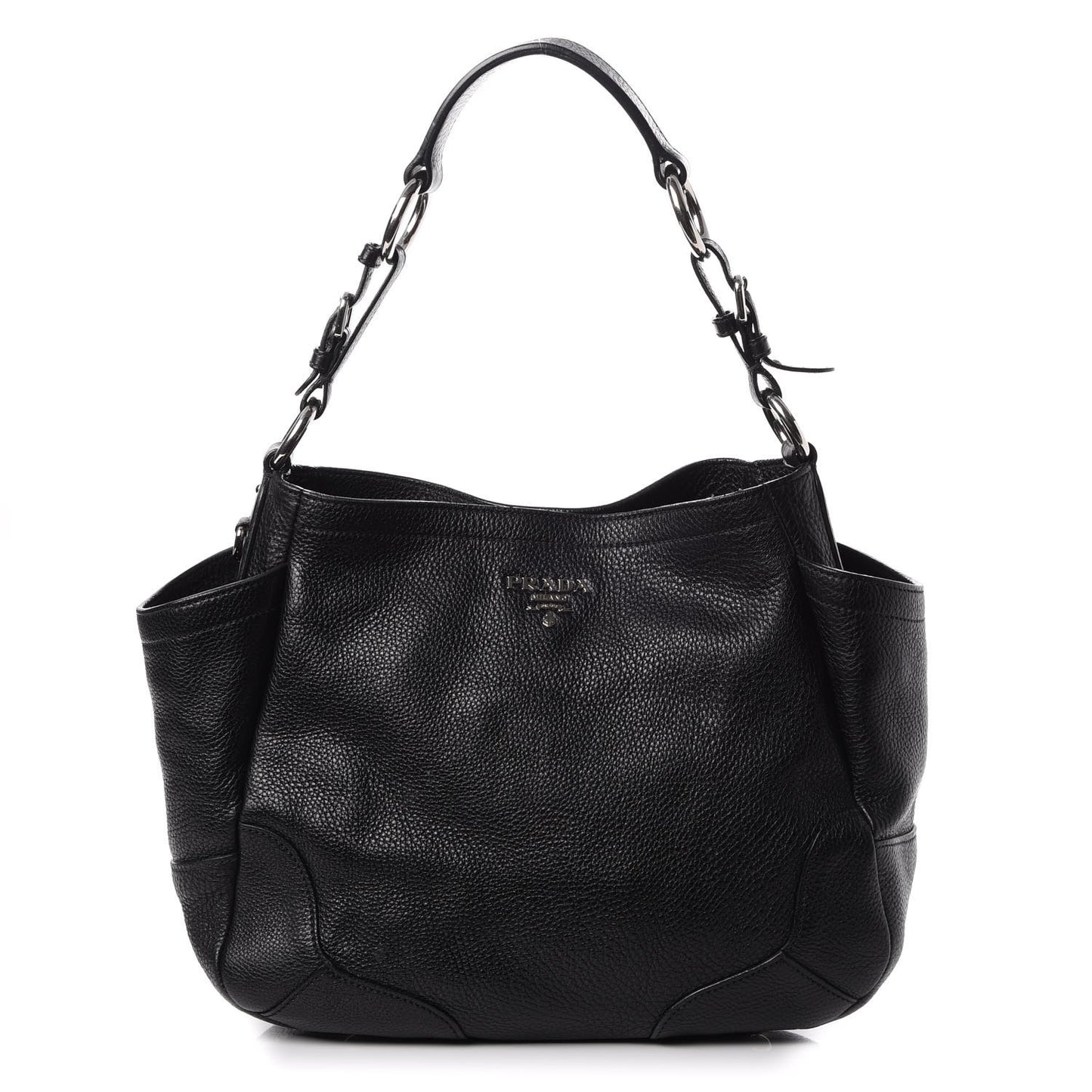 Vitello Daino Side Pocket Hobo Nero Black