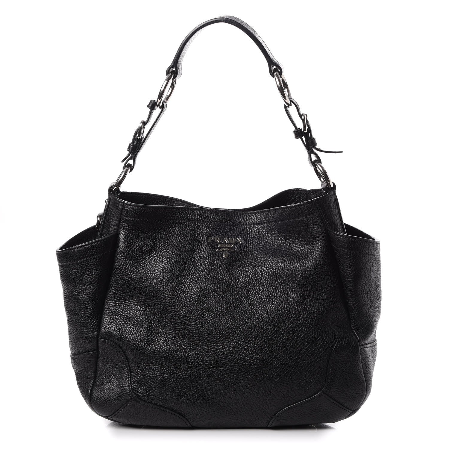 Prada Vitello Daino Side Pocket Hobo Nero Black 1 of 12