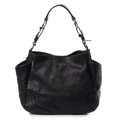 Prada Vitello Daino Side Pocket Hobo Nero Black 1 of 12