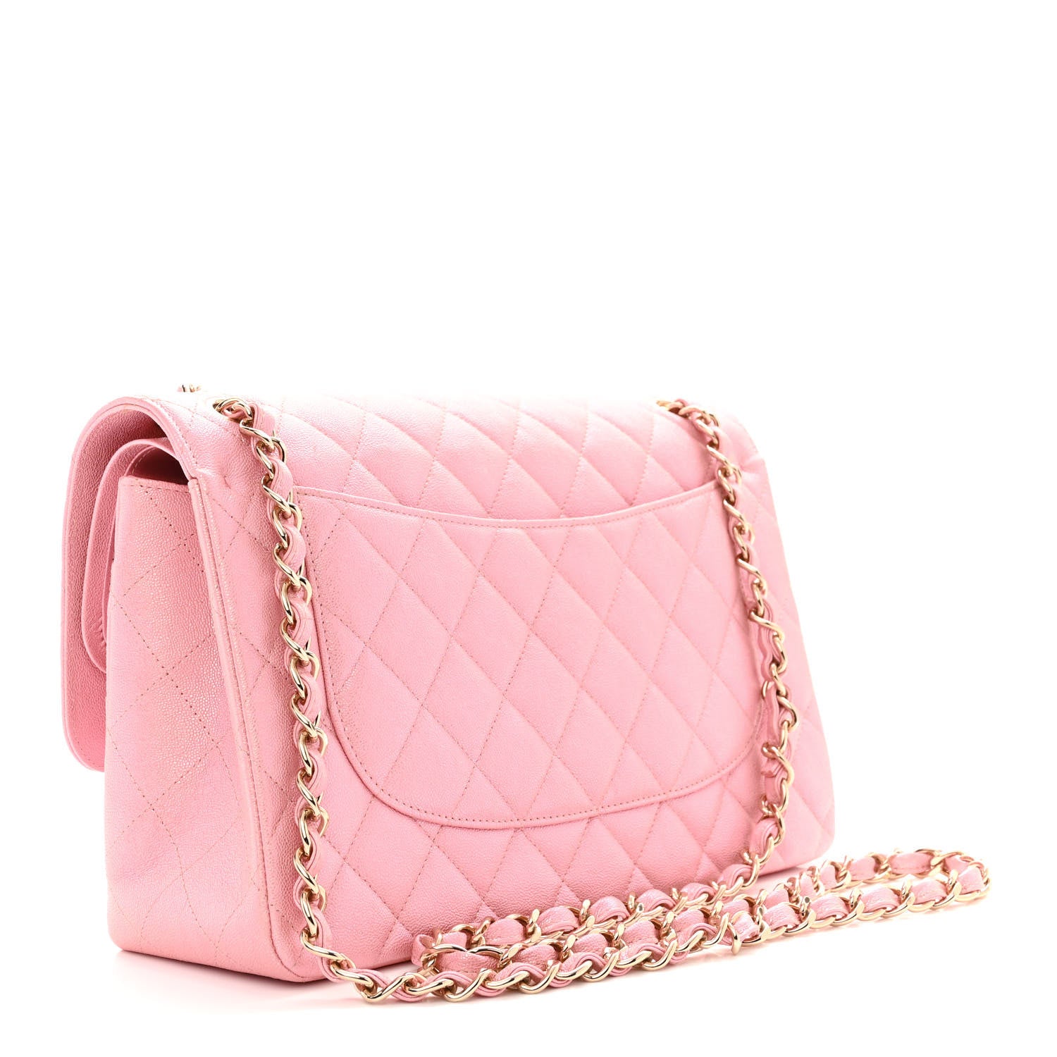 Chanel Iridescent Caviar Quilted Jumbo Double Flap Rose Pink 3 of 10