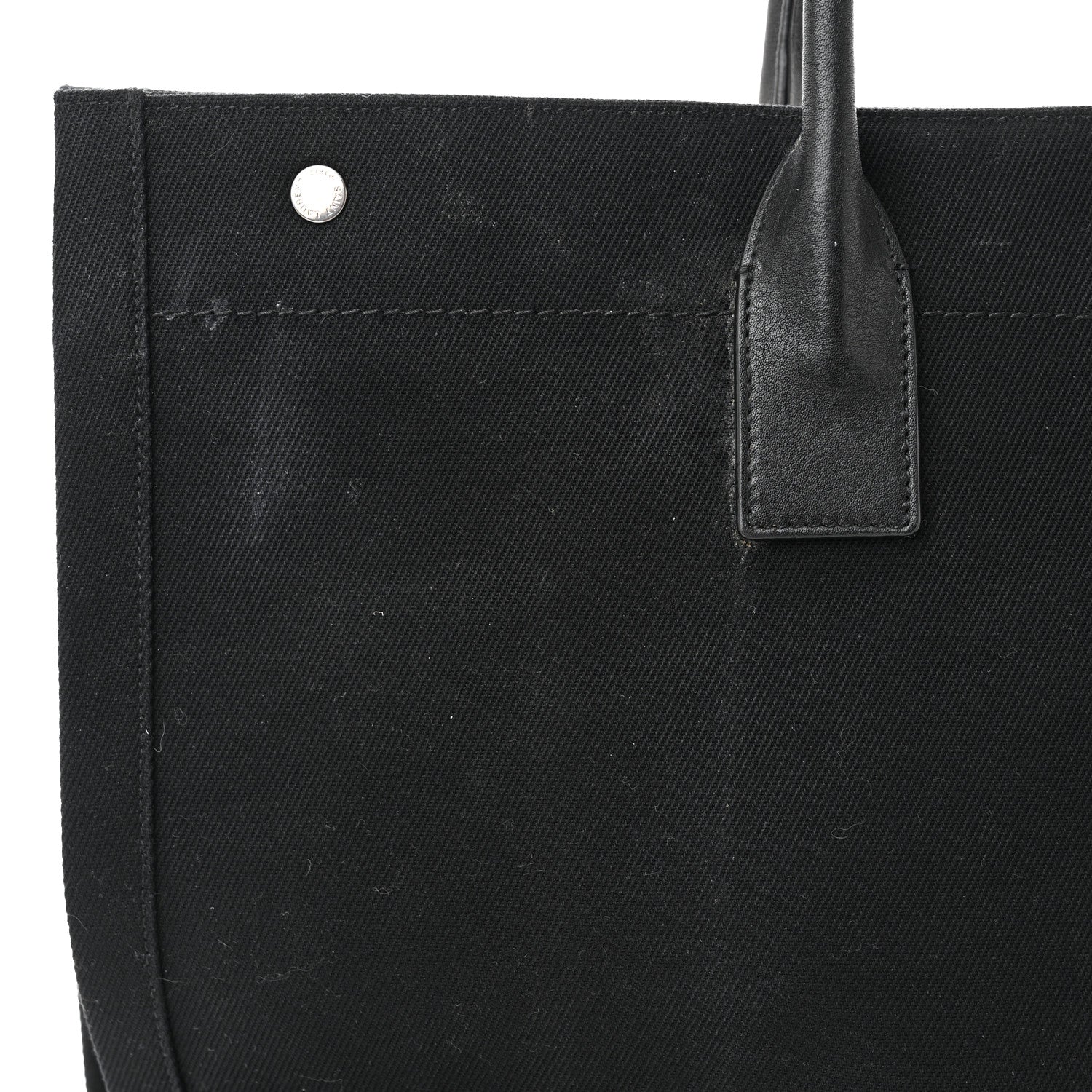 Saint Laurent Linen Calfskin Rive Gauche Tote Black 11 of 13
