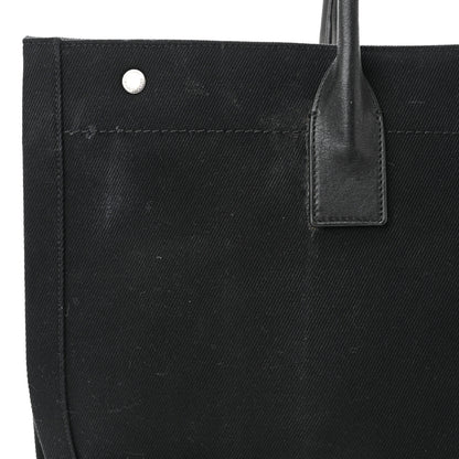 Saint Laurent Linen Calfskin Rive Gauche Tote Black 11 of 13