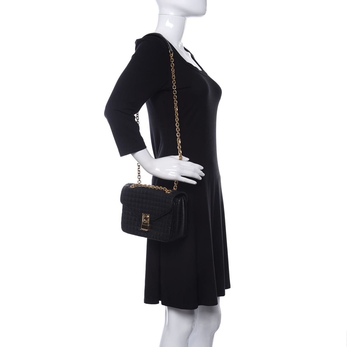 Calfskin Quilted Medium C Bag Black