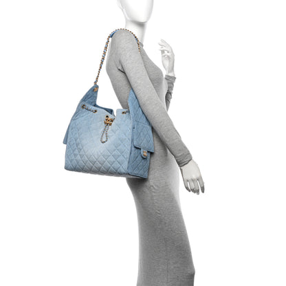 Chanel Washed Denim Quilted Medium Chanel 25 Handbag Blue 2 of 11