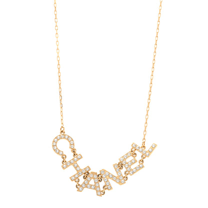 Chanel Metal Crystal 90's Icon Logo Necklace Gold 1 of 6