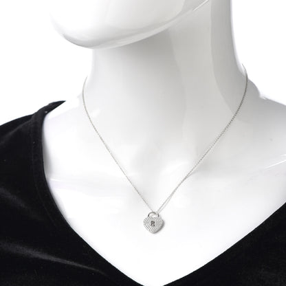 Tiffany Platinum Diamond Small Heart Lock Pendant Necklace 2 of 6