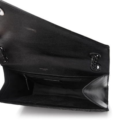 Saint Laurent Grain De Poudre Textured Mixed Matelasse Large Triquilt Monogram Monochrome Satchel Black 5 of 11